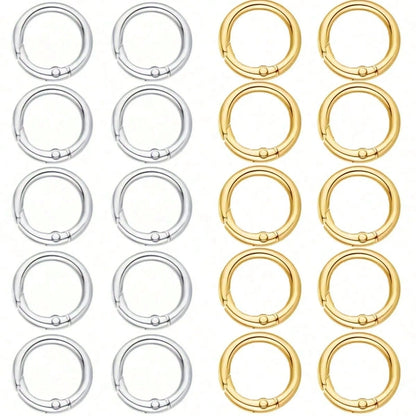 10/20/30pcs Flat Trigger Spring Buckle Rings, Metal Key Rings, Round Buckle Rings, Suitable For Keychains, Bags, Wallets- Keychain Hook Replacement Key Rings DIY Handmade