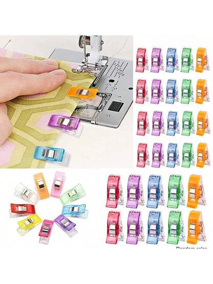 10/25/40/98/200pcs Random Color Sewing Clips Colorful Clips Multipurpose Plastic Craft Crocheting Knitting Safety Clothing Clips Color Binding Clips Paper With Rotary Cutter
