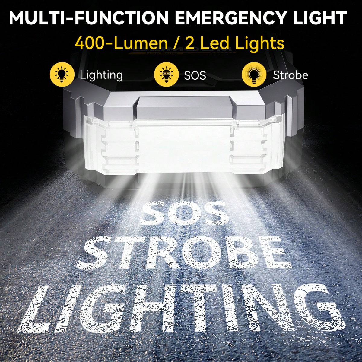 10-In-1 Multi-Functional Emergency Start Power Supply With Air Pump, 150PSL Portable Car Battery Starter, Digital Tire Inflator, Suitable For 2.64 Gallon Gasoline Or 2.38 Gallon Battery, LED Emergenc