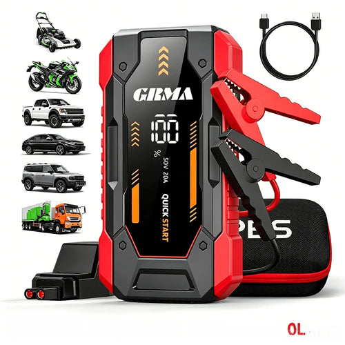 10-In-1 Multi-Functional Emergency Start Power Supply, Portable Car Battery Starter, Digital, Suitable For 2.64 Gallon Gasoline Or 2.38 Gallon Battery, LED Emergency Light, Car Emergency Tool
