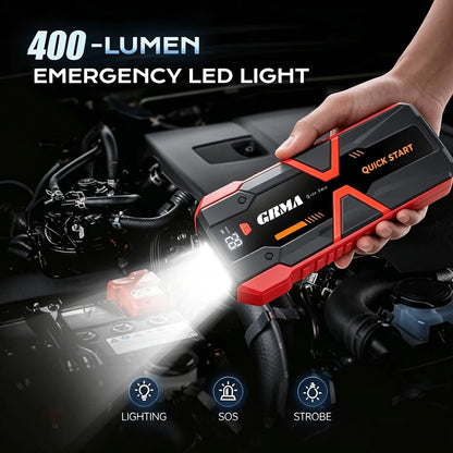 10-In-1 Multi-Functional Emergency Start Power Supply, Portable Car Battery Starter, Digital, Suitable For 2.64 Gallon Gasoline Or 2.38 Gallon Battery, LED Emergency Light, Car Emergency Tool