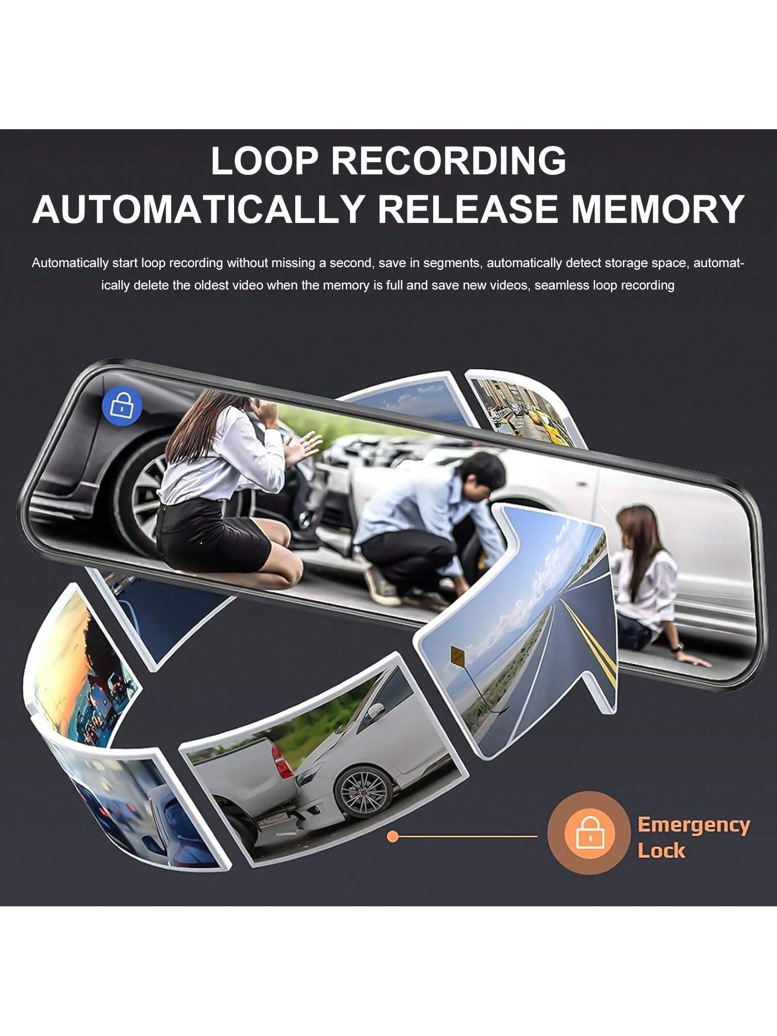 10'' Mirror Dash Cam, Rear View Mirror Camera With 1080P Rear Camera, Dash Cam Front And Rear, Dual Dash Camera For Cars, Parking Monitoring