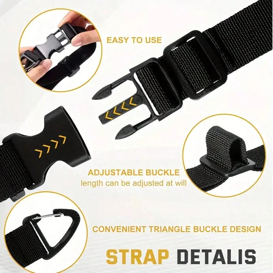 10-Pack Durable Adjustable Cable Organizer With Black Hooks- 17.72-Inch Polypropylene Workshop Garage Cable Management System, Black Adjustable Strap Extension Cord Holder, Cable Ties