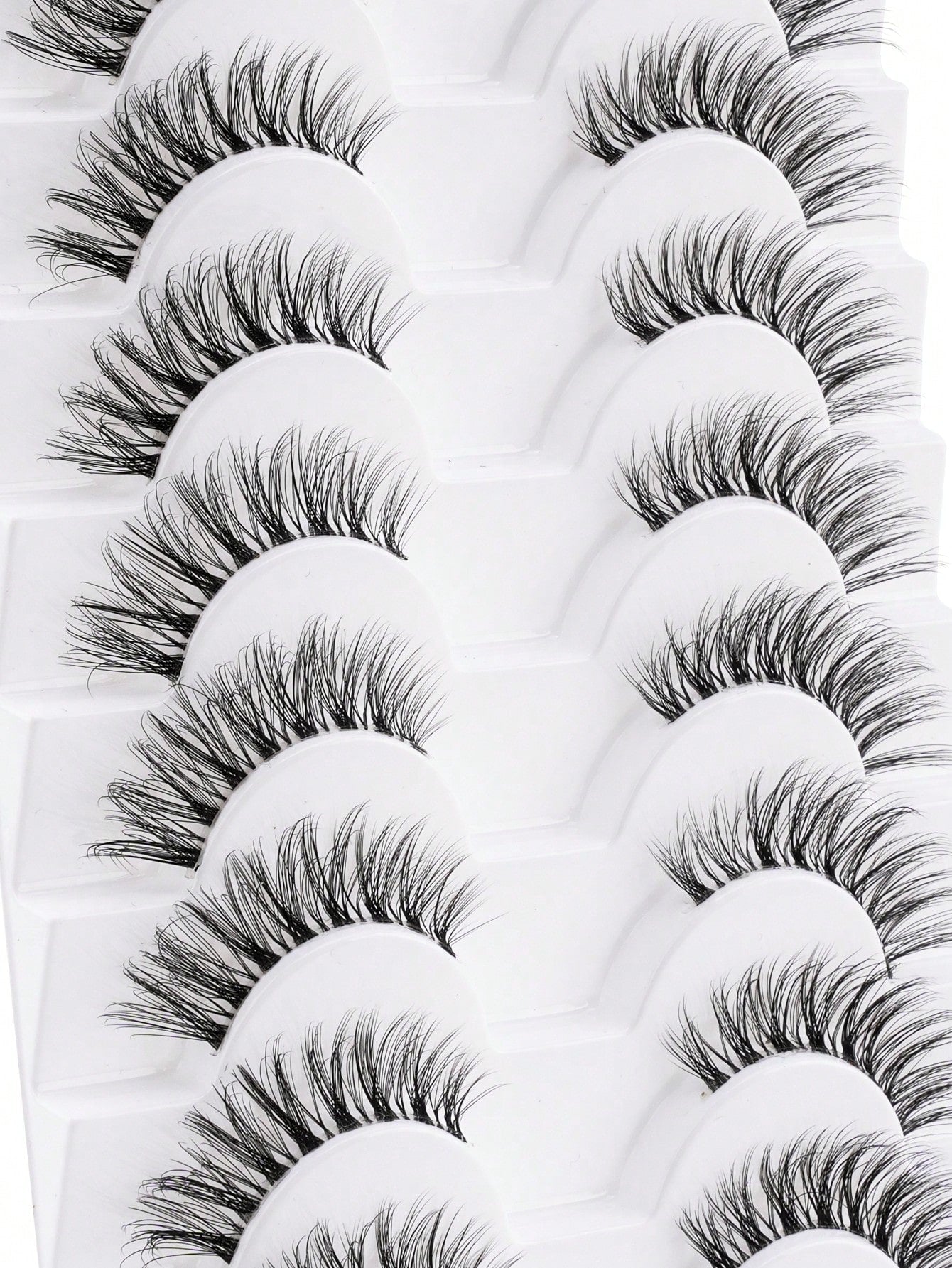 10 Pairs Natural Look False Eyelashes, Handmade Transparent Stem Lashes, Thin And Lightweight For No-Makeup Look, Reusable, Suitable For Women's Daily Makeup And Work
