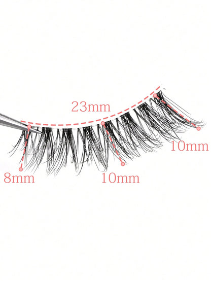 10 Pairs Natural Look False Eyelashes, Handmade Transparent Stem Lashes, Thin And Lightweight For No-Makeup Look, Reusable, Suitable For Women's Daily Makeup And Work