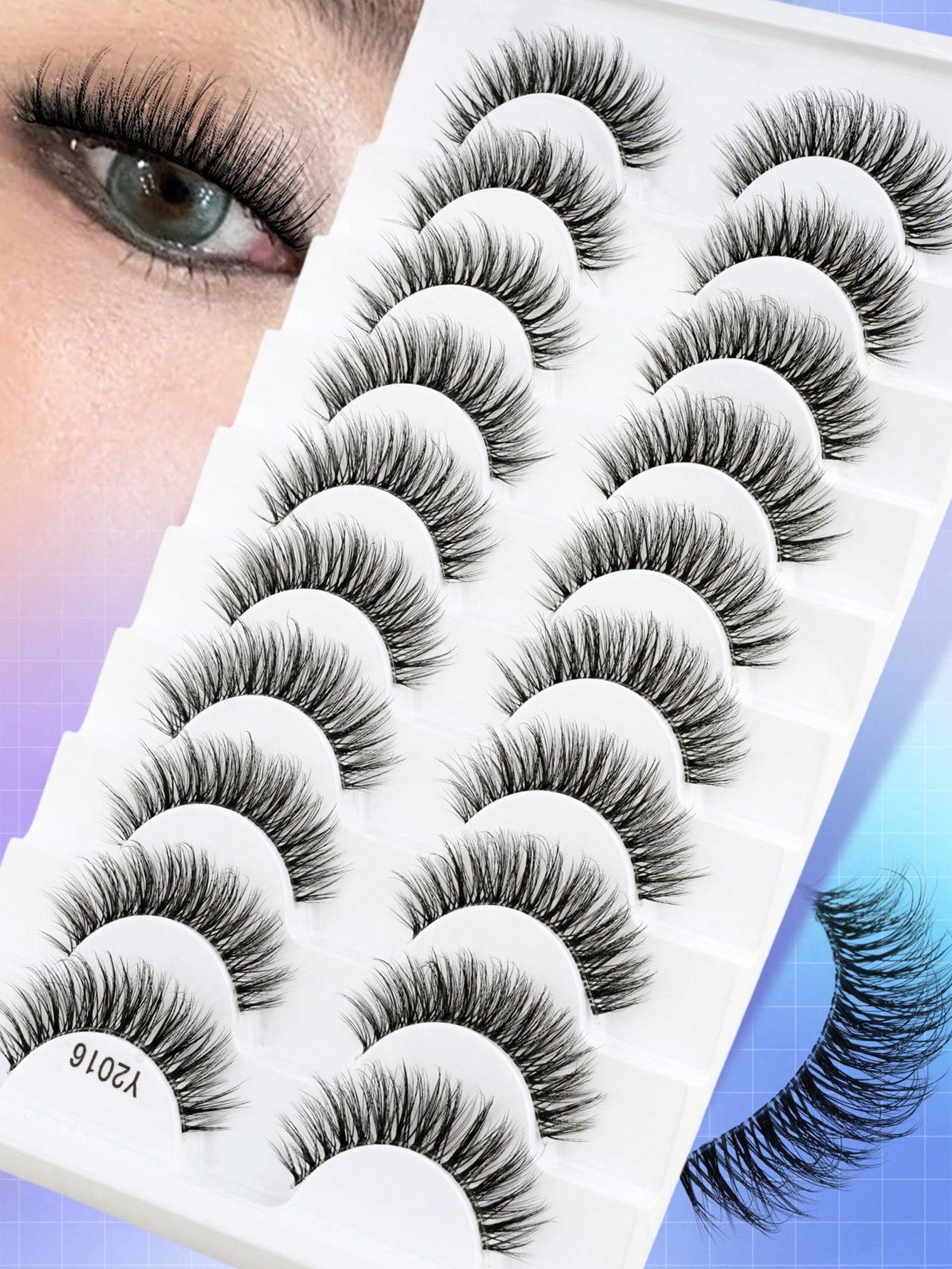 10 Pairs Natural Look False Eyelashes, Handmade Transparent Stem Lashes, Thin And Lightweight For No-Makeup Look, Reusable, Suitable For Women's Daily Makeup And Work