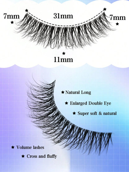 10 Pairs Natural Look False Eyelashes, Handmade Transparent Stem Lashes, Thin And Lightweight For No-Makeup Look, Reusable, Suitable For Women's Daily Makeup And Work