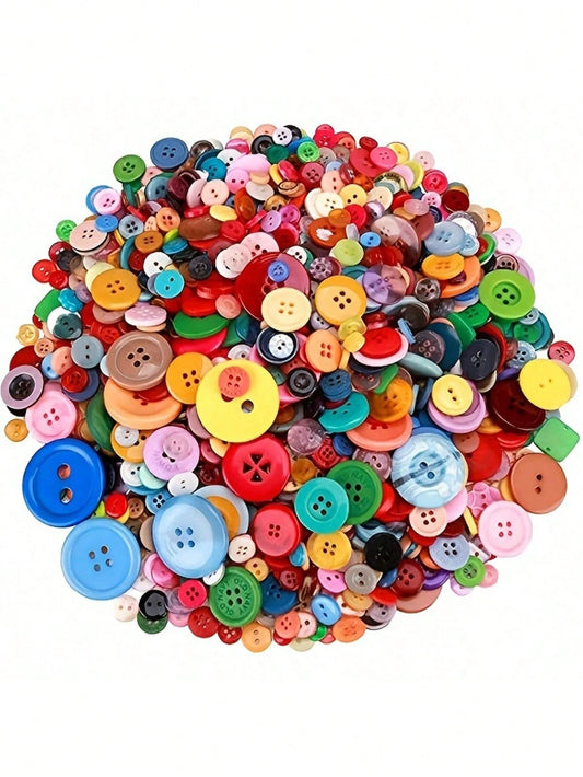 100/200/600pcs Assorted Size Round Resin Buttons- Bulk Mixed 2 & 4 Hole Sewing Buttons DIY Craft Buttons For Clothing Repair, Scrapbooking, Embellishments Handmade Garment Decor, Jute Twine Crafts &