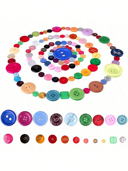 100/200/600pcs Assorted Size Round Resin Buttons- Bulk Mixed 2 & 4 Hole Sewing Buttons DIY Craft Buttons For Clothing Repair, Scrapbooking, Embellishments Handmade Garment Decor, Jute Twine Crafts &