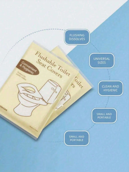 100/50/20/10 Pieces,10pcs/Pack Disposable Toilet Seat Covers, Water-Soluble Portable Toilet Seat Covers, Portable Travel And Business Toilet Cushions, Toilet Covers, For Airplane Travel, Camping, Bath