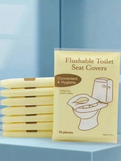 100/50/20/10 Pieces,10pcs/Pack Disposable Toilet Seat Covers, Water-Soluble Portable Toilet Seat Covers, Portable Travel And Business Toilet Cushions, Toilet Covers, For Airplane Travel, Camping, Bath