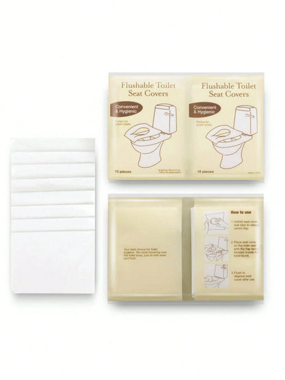 100/50/20/10 Pieces,10pcs/Pack Disposable Toilet Seat Covers, Water-Soluble Portable Toilet Seat Covers, Portable Travel And Business Toilet Cushions, Toilet Covers, For Airplane Travel, Camping, Bath