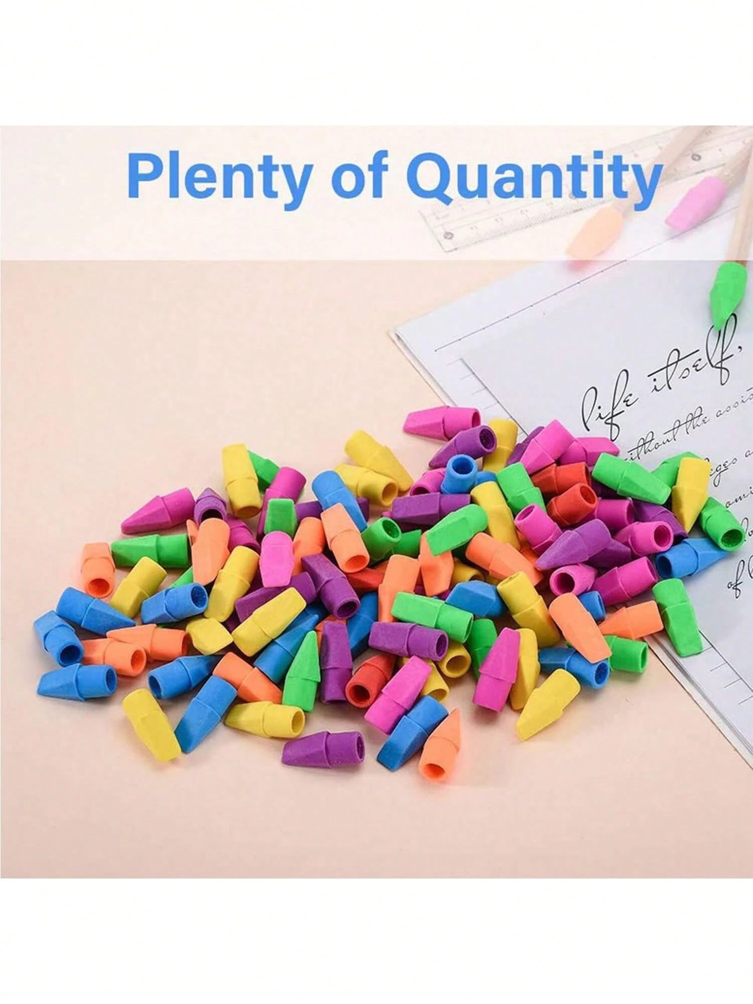 100 Pack Of Colored Pencil Erasers, Pencil Top Eraser Caps, School Supplies, Suitable For Teacher Pencil Erasers