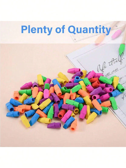 100 Pack Of Colored Pencil Erasers, Pencil Top Eraser Caps, School Supplies, Suitable For Teacher Pencil Erasers