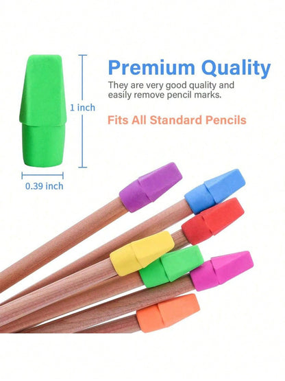 100 Pack Of Colored Pencil Erasers, Pencil Top Eraser Caps, School Supplies, Suitable For Teacher Pencil Erasers
