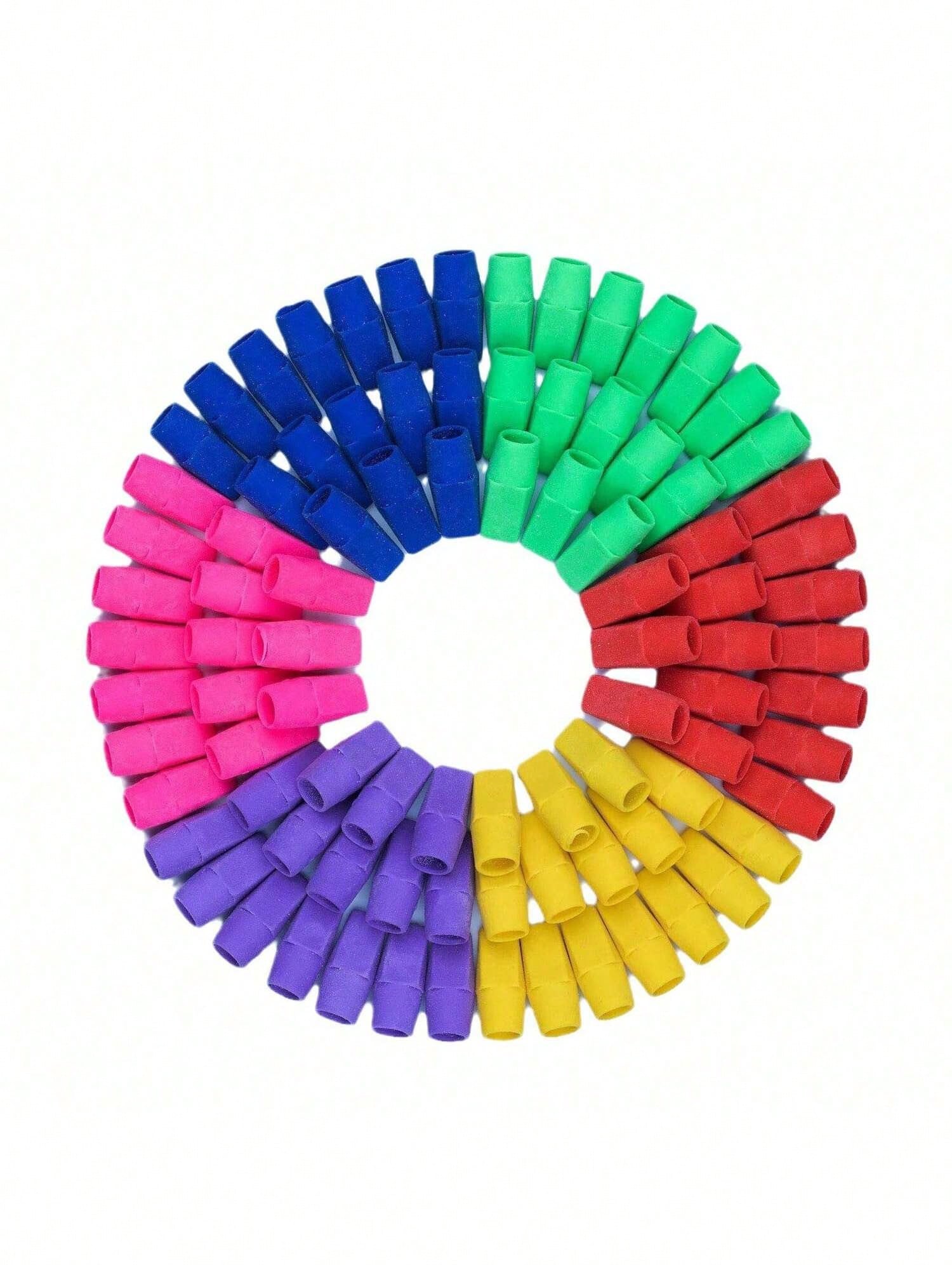 100 Pack Of Colored Pencil Erasers, Pencil Top Eraser Caps, School Supplies, Suitable For Teacher Pencil Erasers