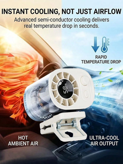 100 Speeds Car Clip-On Fan Adjustable USB Rechargeable LED Display 1200mAh Clip-On Portable Fan With 360° Rotation, Pocket Size Summer Cooling Essentials For Travel/Beach/Concert/Car/Hiking Gifts Cli