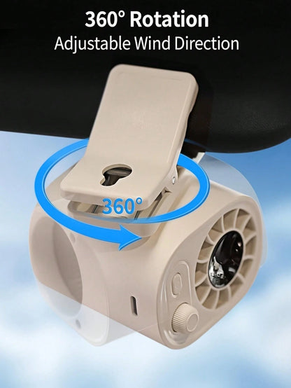 100 Speeds Car Clip-On Fan Adjustable USB Rechargeable LED Display 1200mAh Clip-On Portable Fan With 360° Rotation, Pocket Size Summer Cooling Essentials For Travel/Beach/Concert/Car/Hiking Gifts Cli