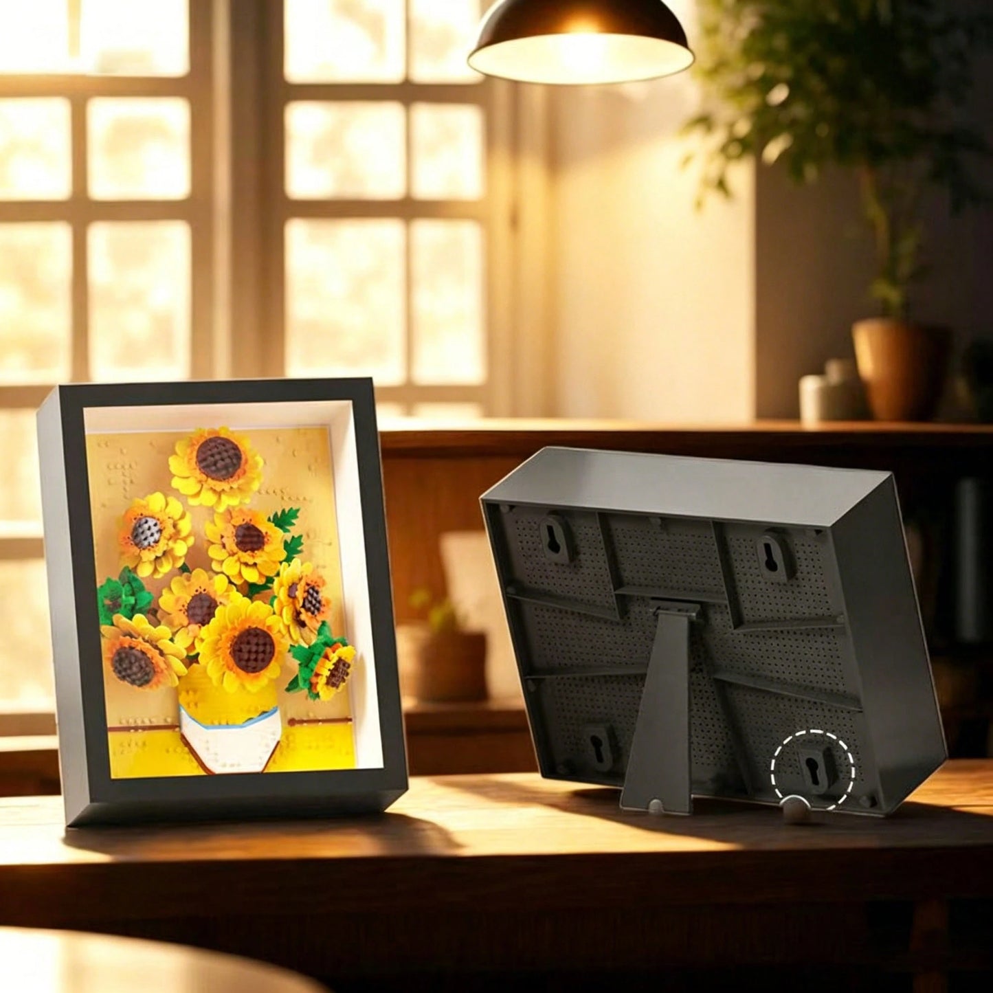 1000+Pcs Famous Painting Building Blocks Puzzle With Frame, Van Gogh Galaxy Pixel Art Blocks, Starry Night, The Great Wave Off Kanagawa, Sunflowers Frame, Assembled Famous Painting, Building Block Toy