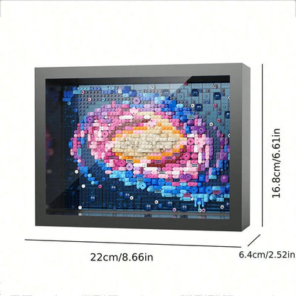 1000+Pcs Famous Painting Building Blocks Puzzle With Frame, Van Gogh Galaxy Pixel Art Blocks, Starry Night, The Great Wave Off Kanagawa, Sunflowers Frame, Assembled Famous Painting, Building Block Toy