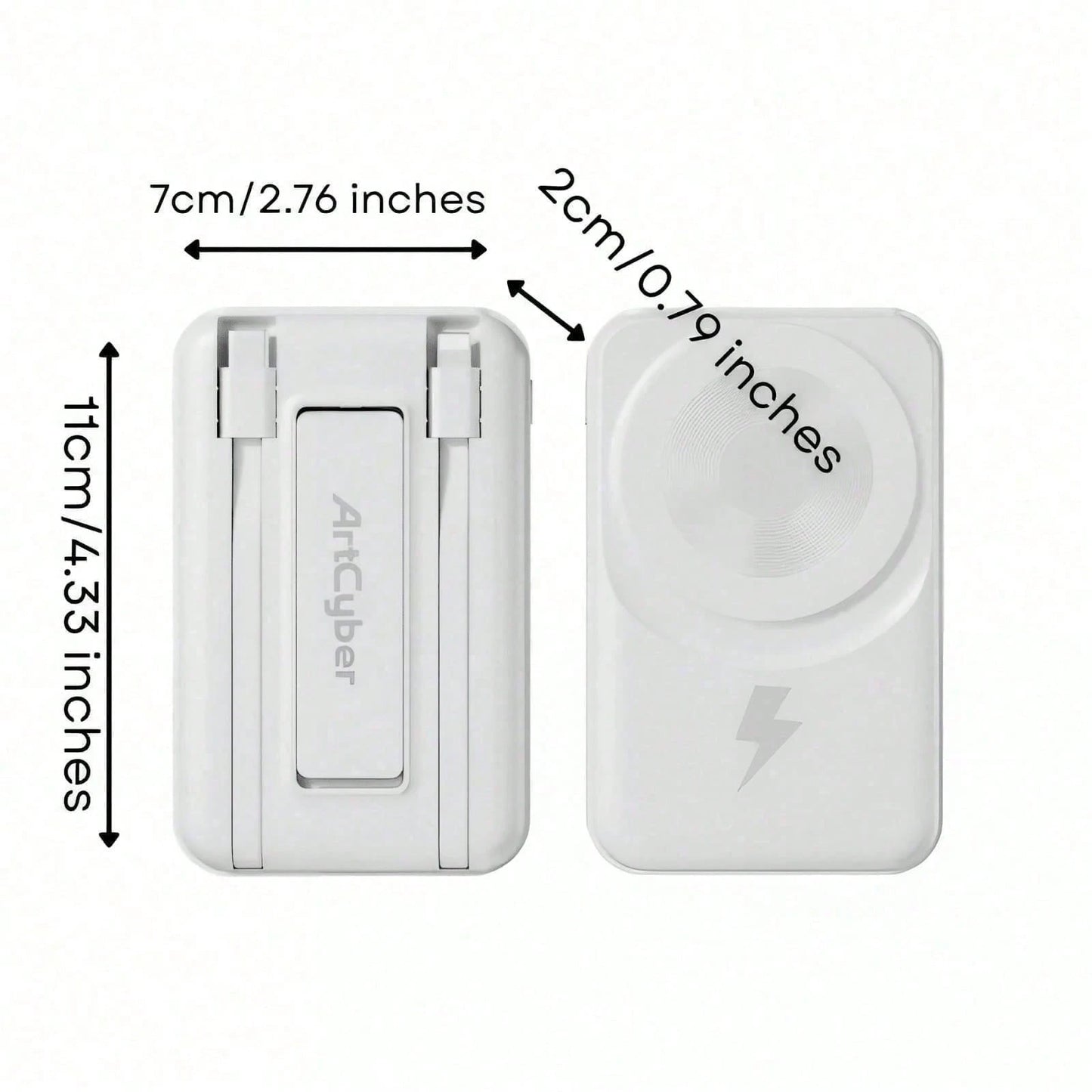 10000mAh Leisure Trip Magnetic Wireless Power Bank 15W Magnetic Charging 22.5W High-Speed Charging Foldable Phone Stand Built-In 2 Cables Digital Battery Display Multi-Device Charging Works With 12 1