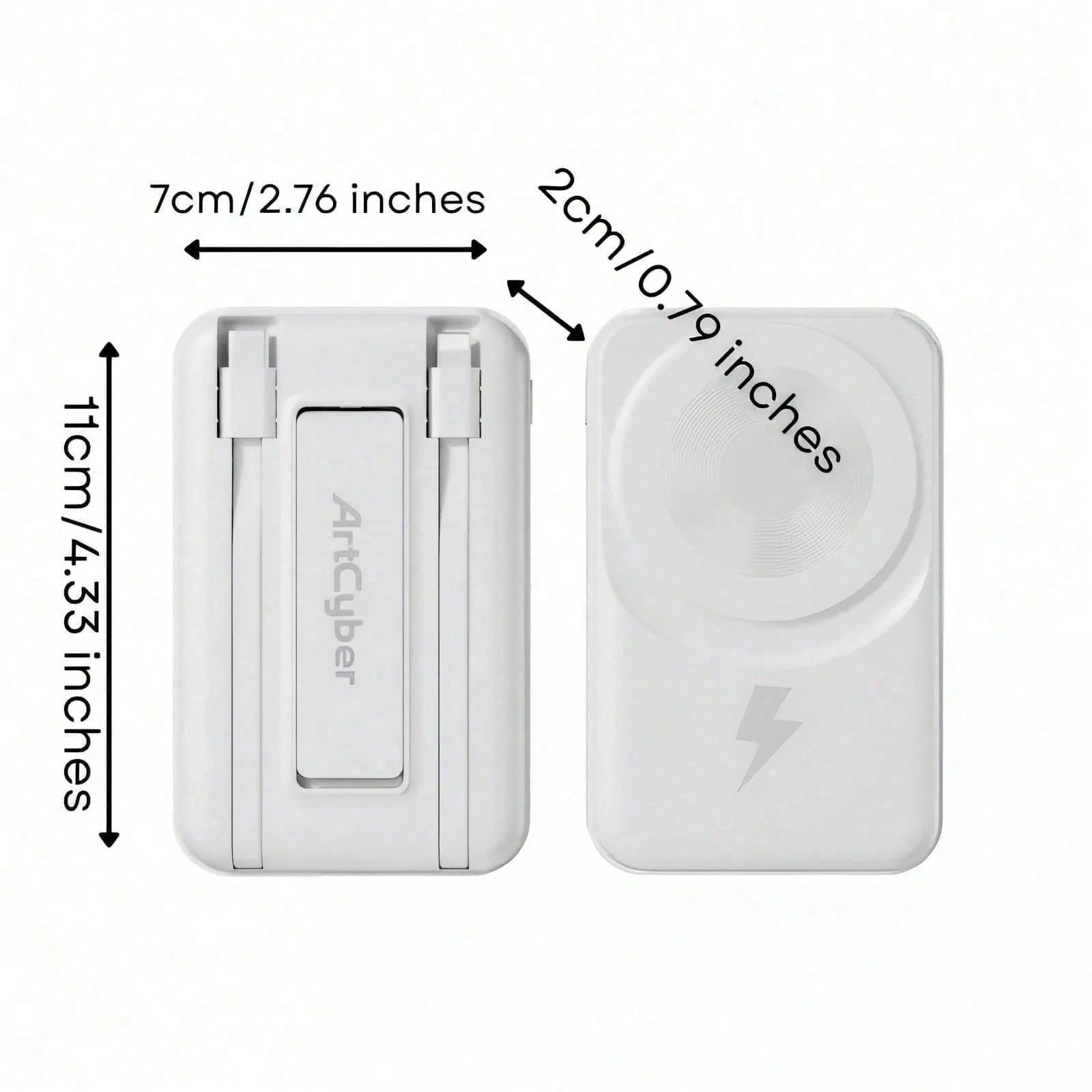 10000mAh Leisure Trip Magnetic Wireless Power Bank 15W Magnetic Charging 22.5W High-Speed Charging Foldable Phone Stand Built-In 2 Cables Digital Battery Display Multi-Device Charging Works With 12 1