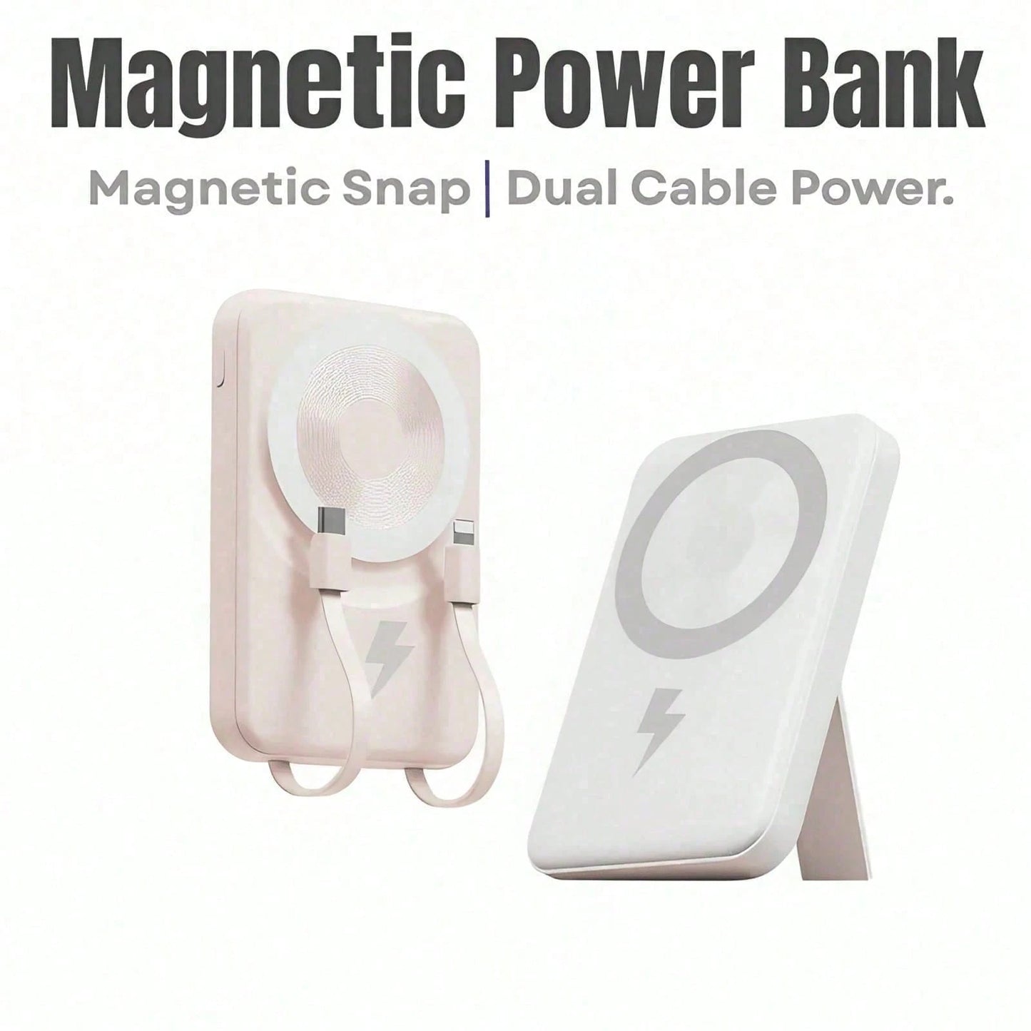 10000mAh Leisure Trip Magnetic Wireless Power Bank 15W Magnetic Charging 22.5W High-Speed Charging Foldable Phone Stand Built-In 2 Cables Digital Battery Display Multi-Device Charging Works With 12 1