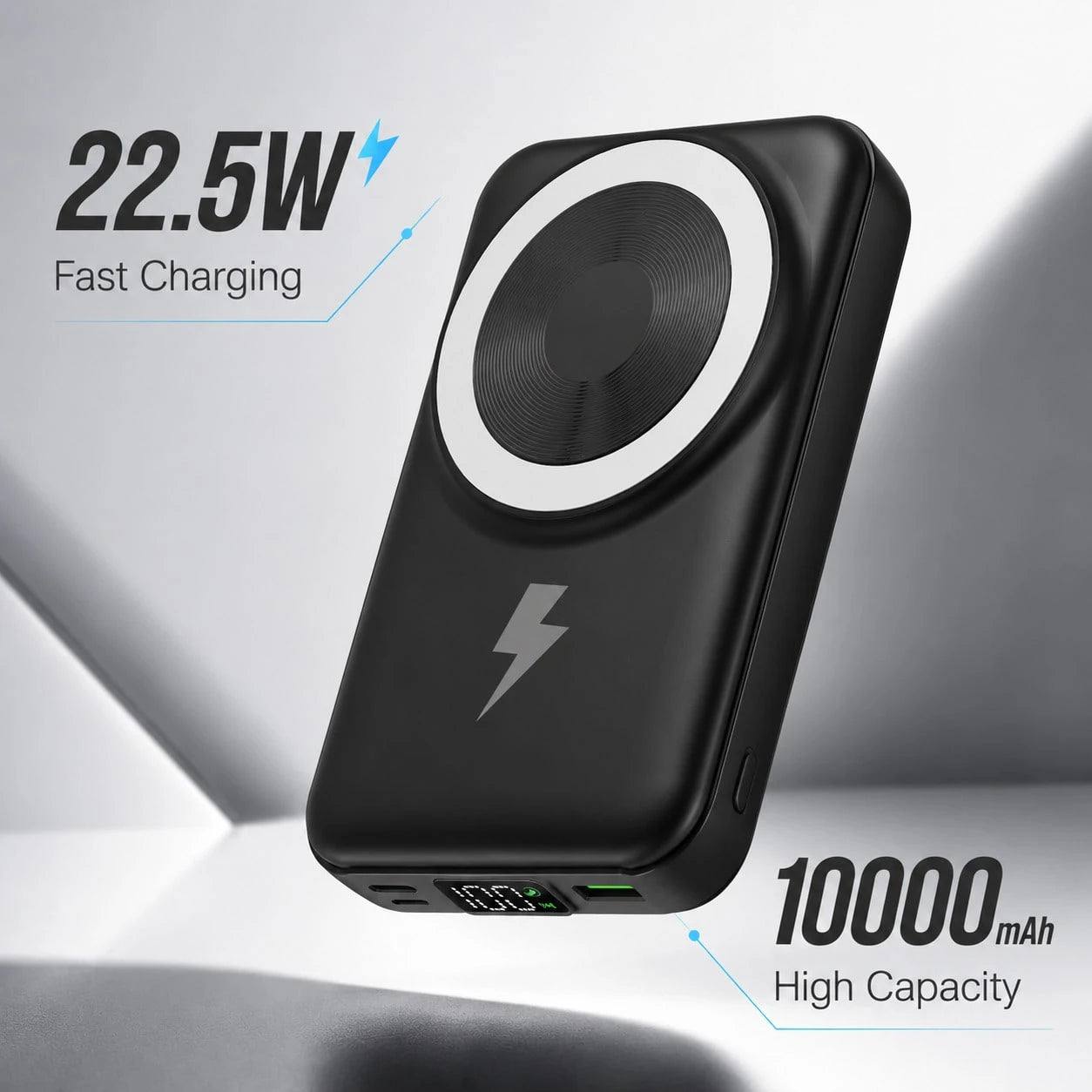 10000mAh Wireless Magnetic Power Bank With Kickstand, Dual Built-In Cables 15W Fast Magnetic Charging 22.5W Wired Charging, Travel Essentials Camping Essentials College Dorm Essentials Back To School