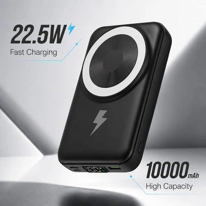 10000mAh Wireless Magnetic Power Bank With Kickstand, Dual Built-In Cables 15W Fast Magnetic Charging 22.5W Wired Charging, Travel Essentials Camping Essentials College Dorm Essentials Back To School