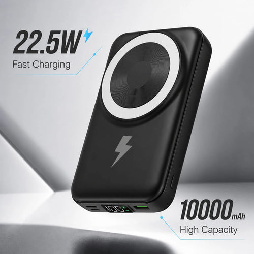 10000mAh Wireless Magnetic Power Bank With Kickstand, Dual Built-In Cables 15W Fast Magnetic Charging 22.5W Wired Charging, Travel Essentials Camping Essentials College Dorm Essentials Back To School