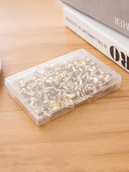 100pcs Gold-Color Push Pins, Standard Plastic Gold Thumbtacks, Soft Board Hanging Notice Bulletin Decorative Pins, Office Supplies Back To School