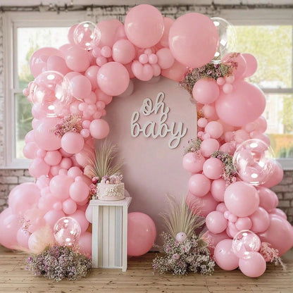 100pcs Pastel Pink, Yellow, Purple, Blue, White Balloons, Transparent Balloons, Floral Wreath, Arch Kit, For Baby Boy, Baby Girl, Kids, Ladies Birthday, Baby Shower, Wedding, Gender Reveal, Anniversar