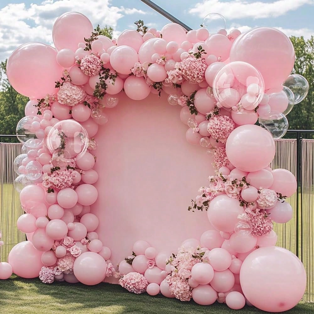 100pcs Pastel Pink, Yellow, Purple, Blue, White Balloons, Transparent Balloons, Floral Wreath, Arch Kit, For Baby Boy, Baby Girl, Kids, Ladies Birthday, Baby Shower, Wedding, Gender Reveal, Anniversar