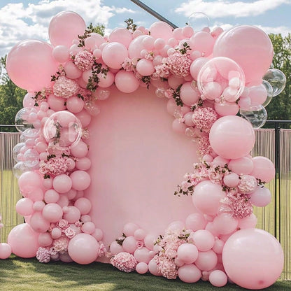 100pcs Pastel Pink, Yellow, Purple, Blue, White Balloons, Transparent Balloons, Floral Wreath, Arch Kit, For Baby Boy, Baby Girl, Kids, Ladies Birthday, Baby Shower, Wedding, Gender Reveal, Anniversar