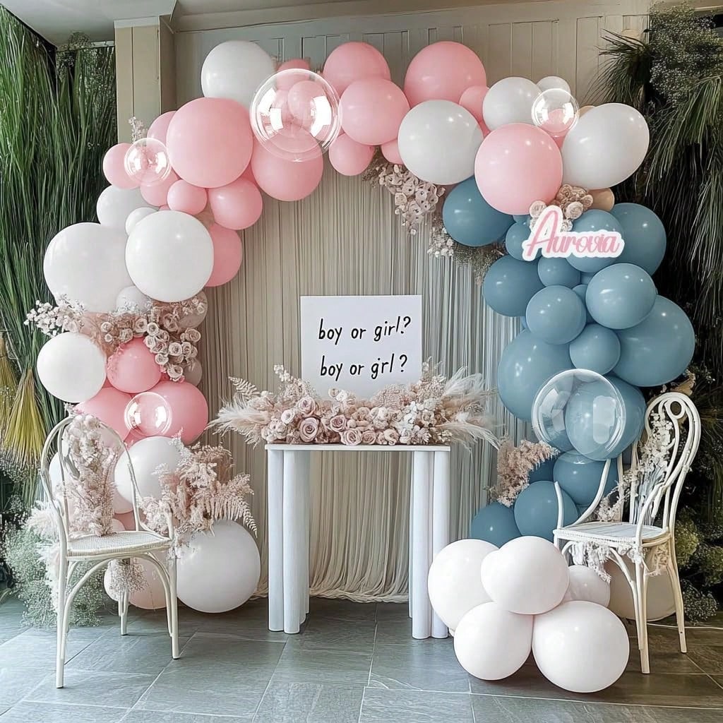 100pcs Pastel Pink, Yellow, Purple, Blue, White Balloons, Transparent Balloons, Floral Wreath, Arch Kit, For Baby Boy, Baby Girl, Kids, Ladies Birthday, Baby Shower, Wedding, Gender Reveal, Anniversar
