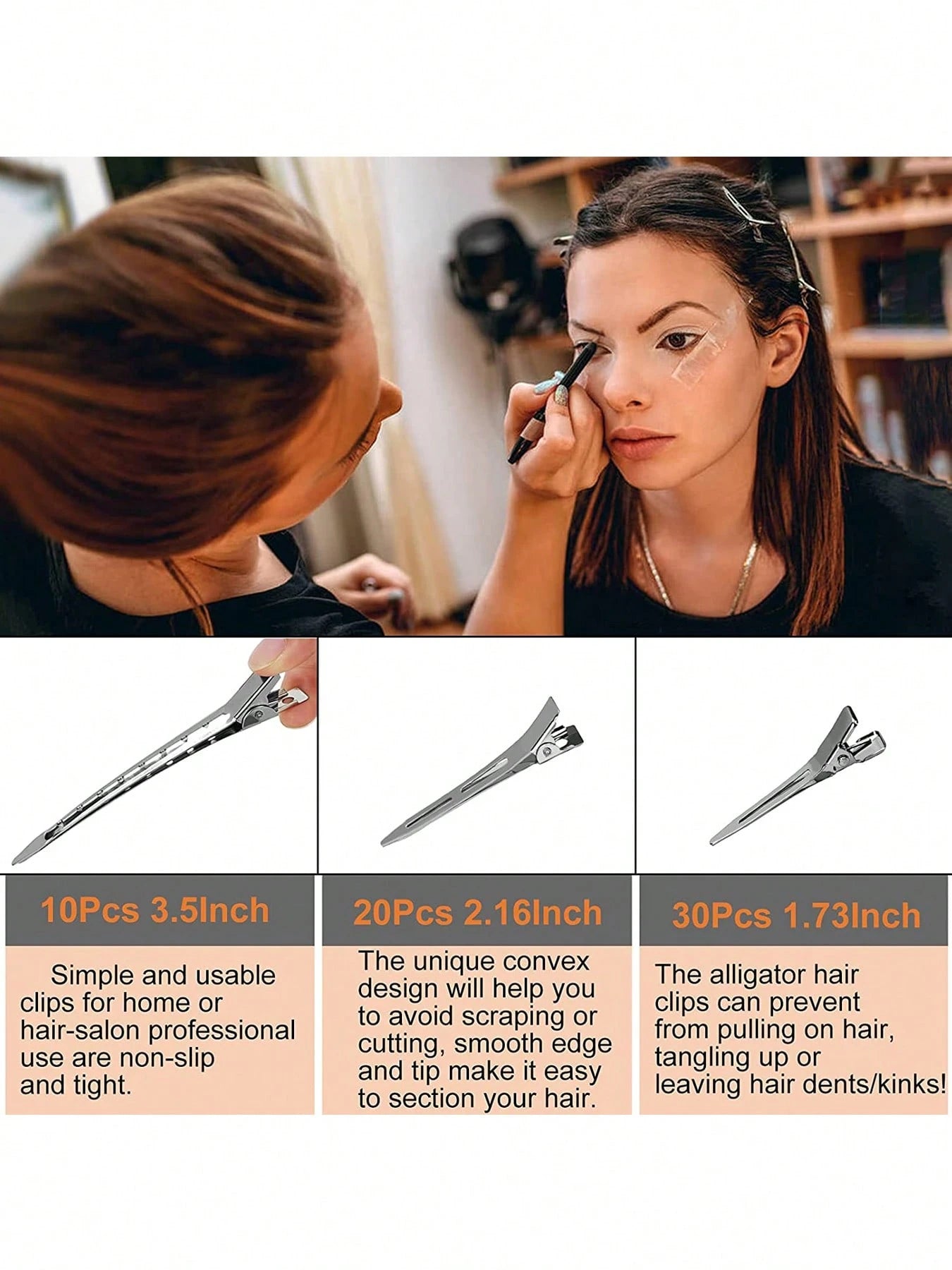100Pcs Professional Ladies Salon Fixed Hair Pin 5.5cm Curl Metal Hair Clips Hair Root Fluffy Clips DIY Tools Hair Accessories Makeup No Crease Hair Clip Hairdressing Styling Tool(100pcs/50pcs/30pcs/15