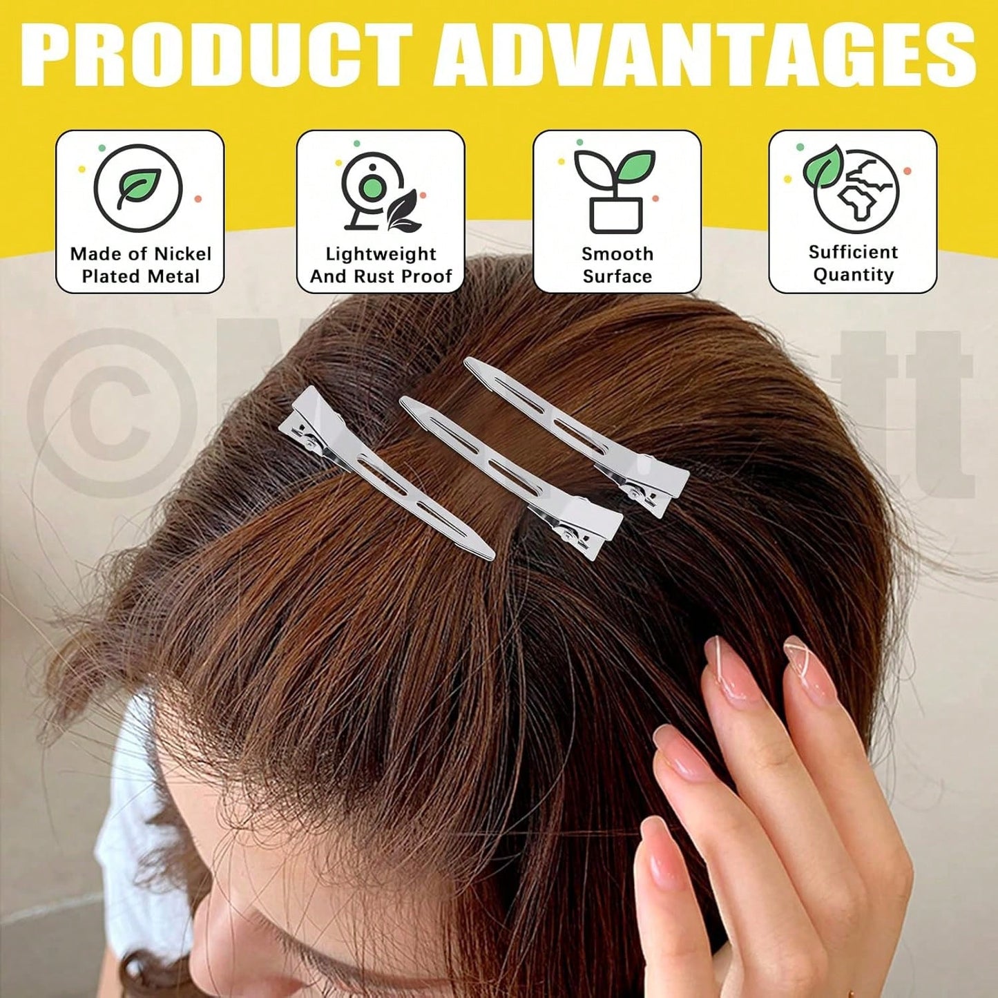 100Pcs Professional Ladies Salon Fixed Hair Pin 5.5cm Curl Metal Hair Clips Hair Root Fluffy Clips DIY Tools Hair Accessories Makeup No Crease Hair Clip Hairdressing Styling Tool(100pcs/50pcs/30pcs/15