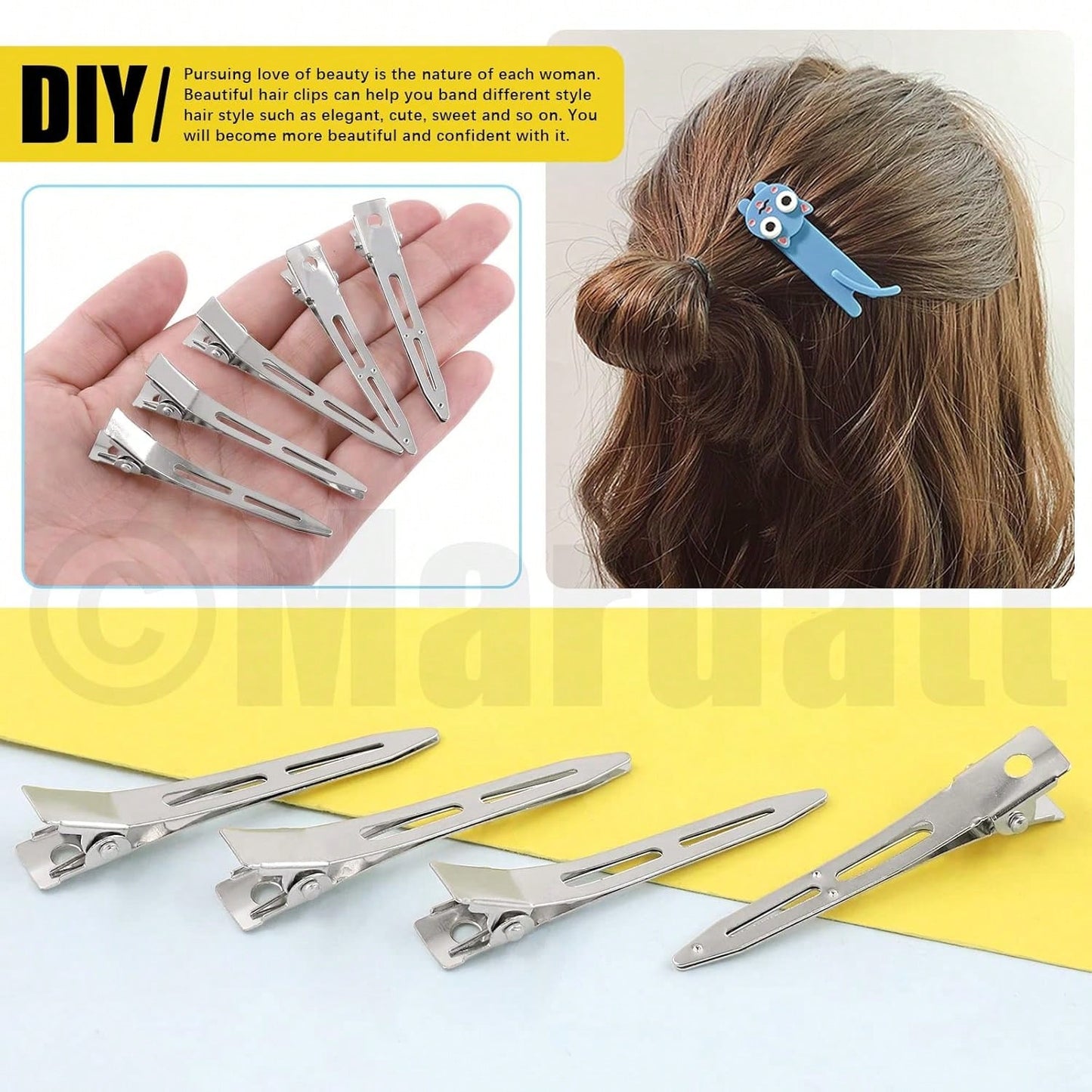 100Pcs Professional Ladies Salon Fixed Hair Pin 5.5cm Curl Metal Hair Clips Hair Root Fluffy Clips DIY Tools Hair Accessories Makeup No Crease Hair Clip Hairdressing Styling Tool(100pcs/50pcs/30pcs/15