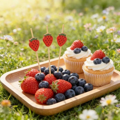 100pcs Strawberry Party Supply Strawberry Toothpicks Cake Picks For Baby Shower Buffet Fruit Platters Desserts Party Supplies