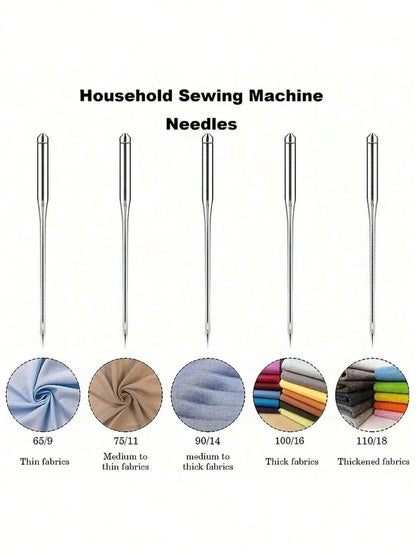 100pcs Universal Stainless Steel Sewing Machine Needles, Compatible With Singer, Brother, Janome, Varmax, Sizes: HAX1 65/9, 75/11, 90/14, 100/16, 110/18