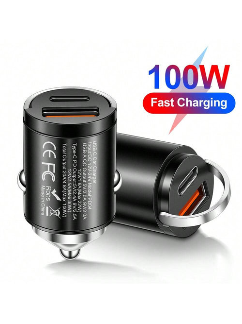 100W PD Car Charger USB Type C Fast Charging Car Phone Charger Adapter Compatible With Iphone16 15 14 IPad Quick Charger Car Accessories