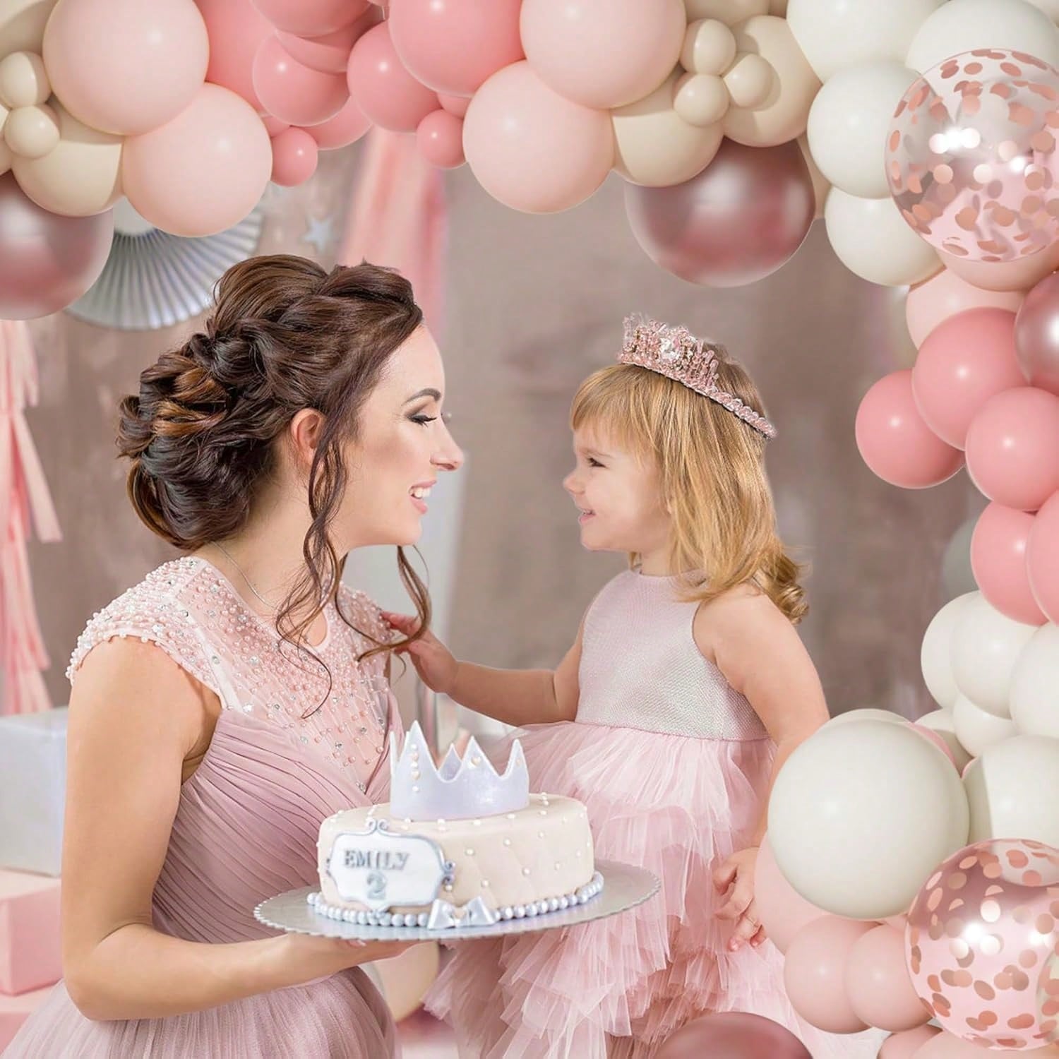 102 Pcs Of Bean Paste Pink Balloon Arch Flower Wreath Set, Girl Baby Shower, Mother's Day Birthday Party Decoration Aluminum Foil Paper Sequin Balloon