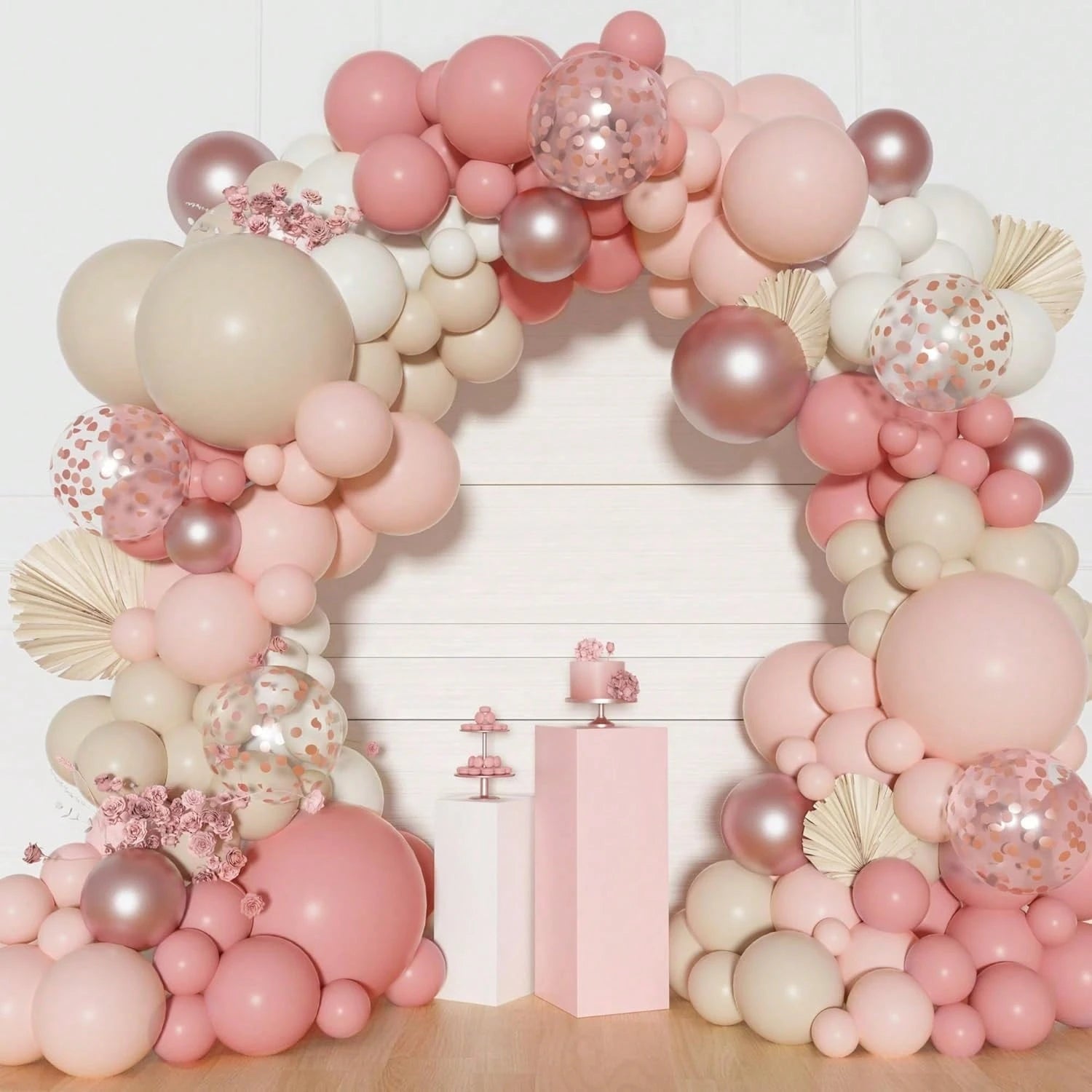 102 Pcs Of Bean Paste Pink Balloon Arch Flower Wreath Set, Girl Baby Shower, Mother's Day Birthday Party Decoration Aluminum Foil Paper Sequin Balloon