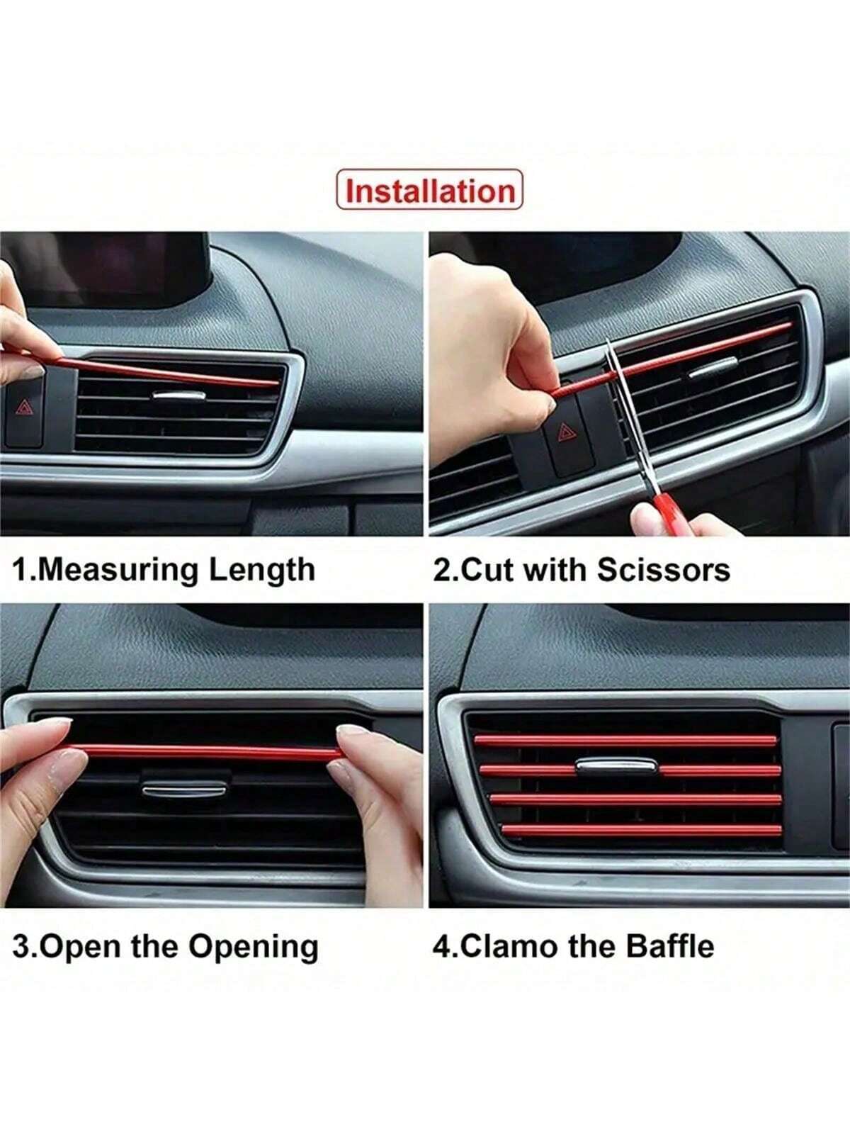 10pcs 7.87 Inches Fit For Car Air Conditioner Outlet, Decorative U-Shaped Molding, Car Styling Door Edge Corner Protector