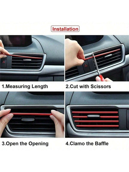 10pcs 7.87 Inches Fit For Car Air Conditioner Outlet, Decorative U-Shaped Molding, Car Styling Door Edge Corner Protector