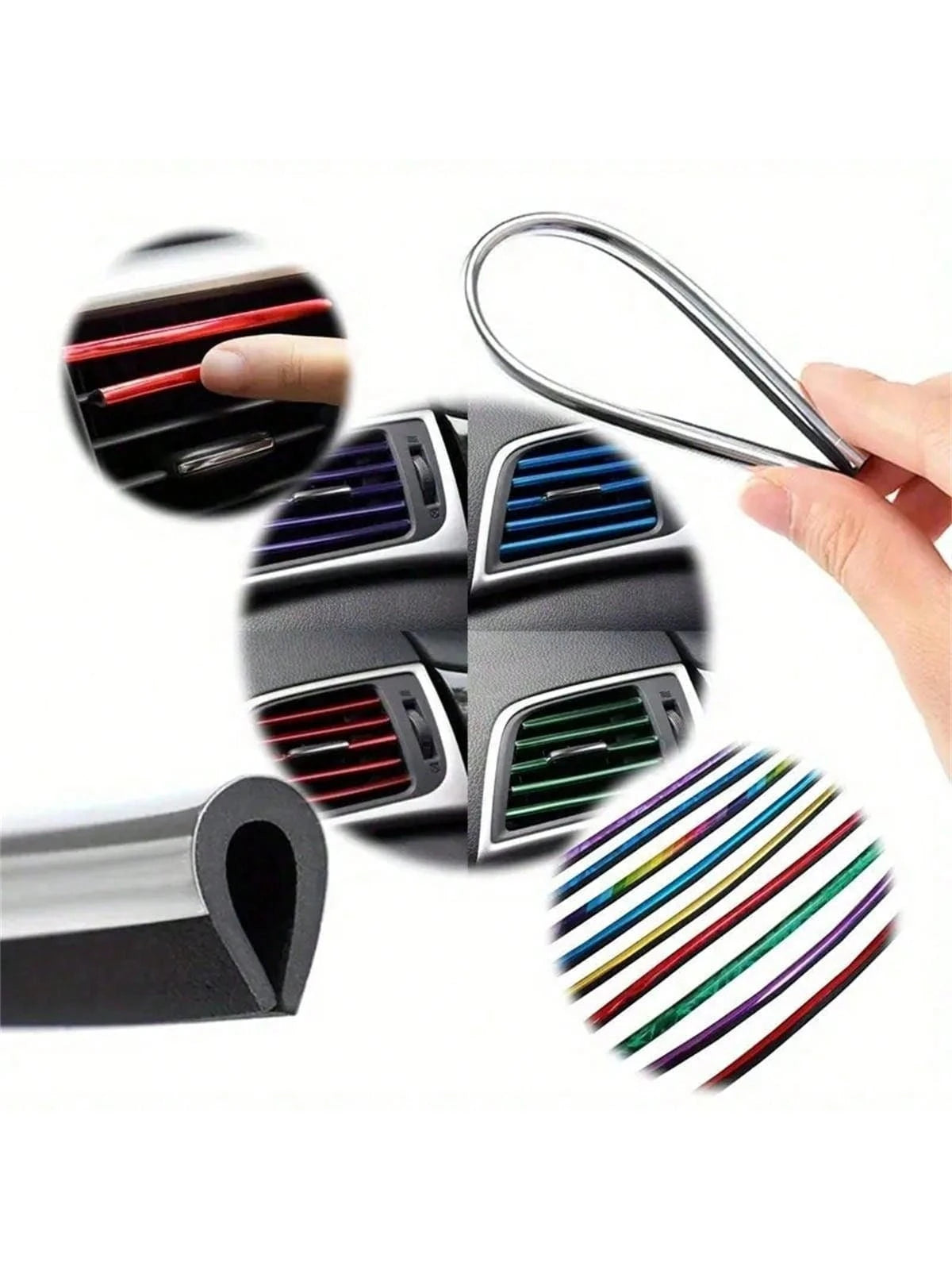 10pcs 7.87 Inches Fit For Car Air Conditioner Outlet, Decorative U-Shaped Molding, Car Styling Door Edge Corner Protector
