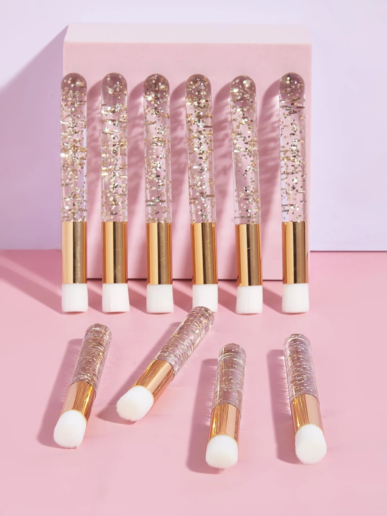 10pcs Eyelash Cleaning Brushes, Shiny Handle Solid Color Cleaning Brushes, Suitable For Eyelashes, Nose And Pore Deep Cleaning, Also Suitable For Facial Cleaning, Blackhead Remover Tool, Skincare, Roo