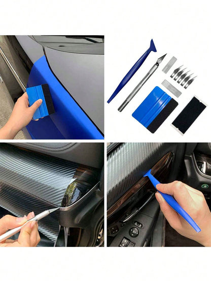 10PCS Professional Car Color Change Film Tool Set, Car Wrap Seam Finishing & Edge Trimming Tools, Scraper, Utility Knife, Seam Filler