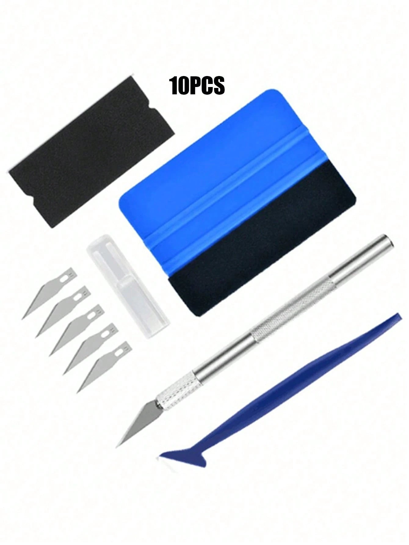 10PCS Professional Car Color Change Film Tool Set, Car Wrap Seam Finishing & Edge Trimming Tools, Scraper, Utility Knife, Seam Filler