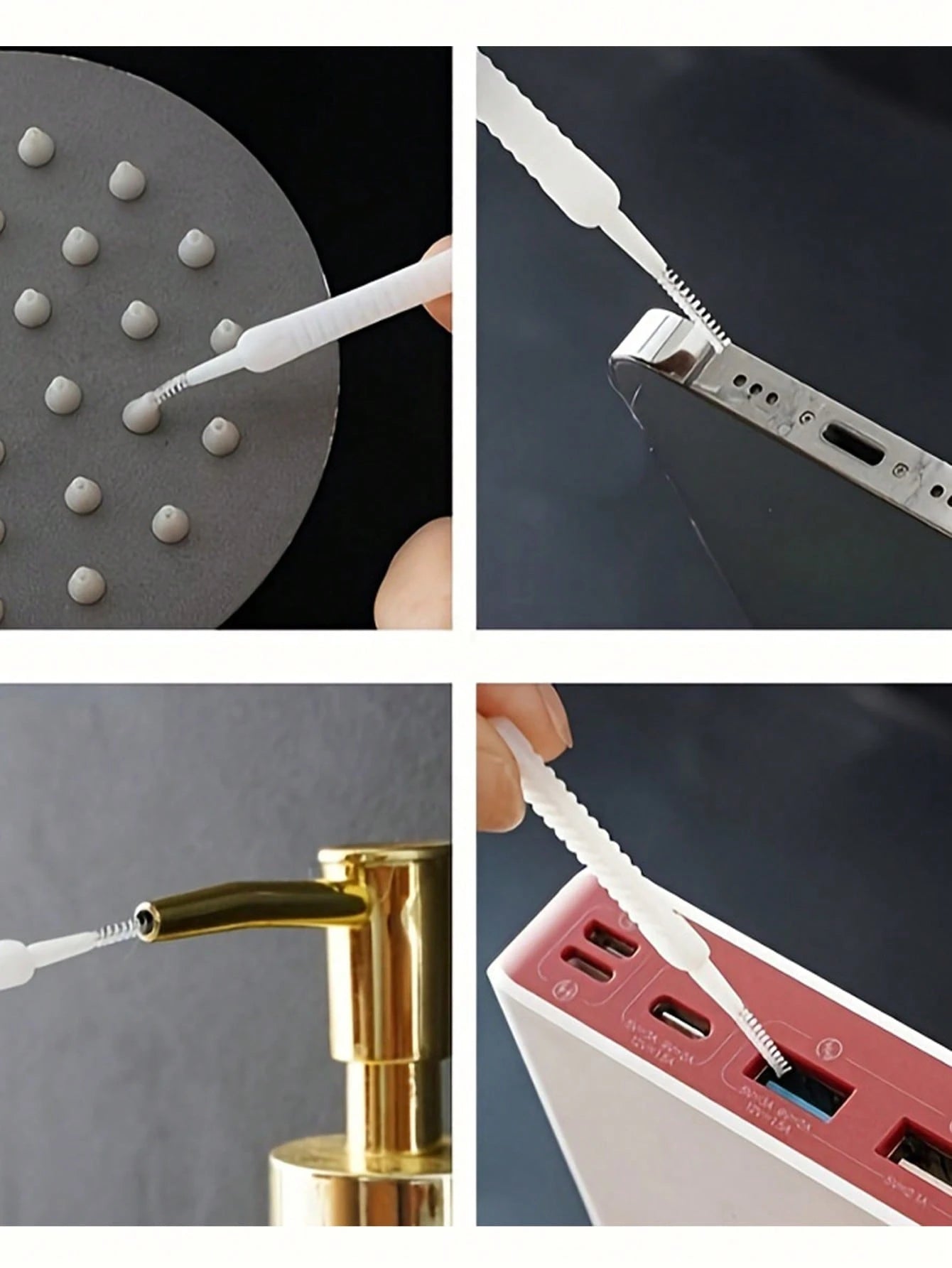 10pcs/Set White Multi-Functional Shower Head Gap Cleaning Brush, Home Bathroom Accessories